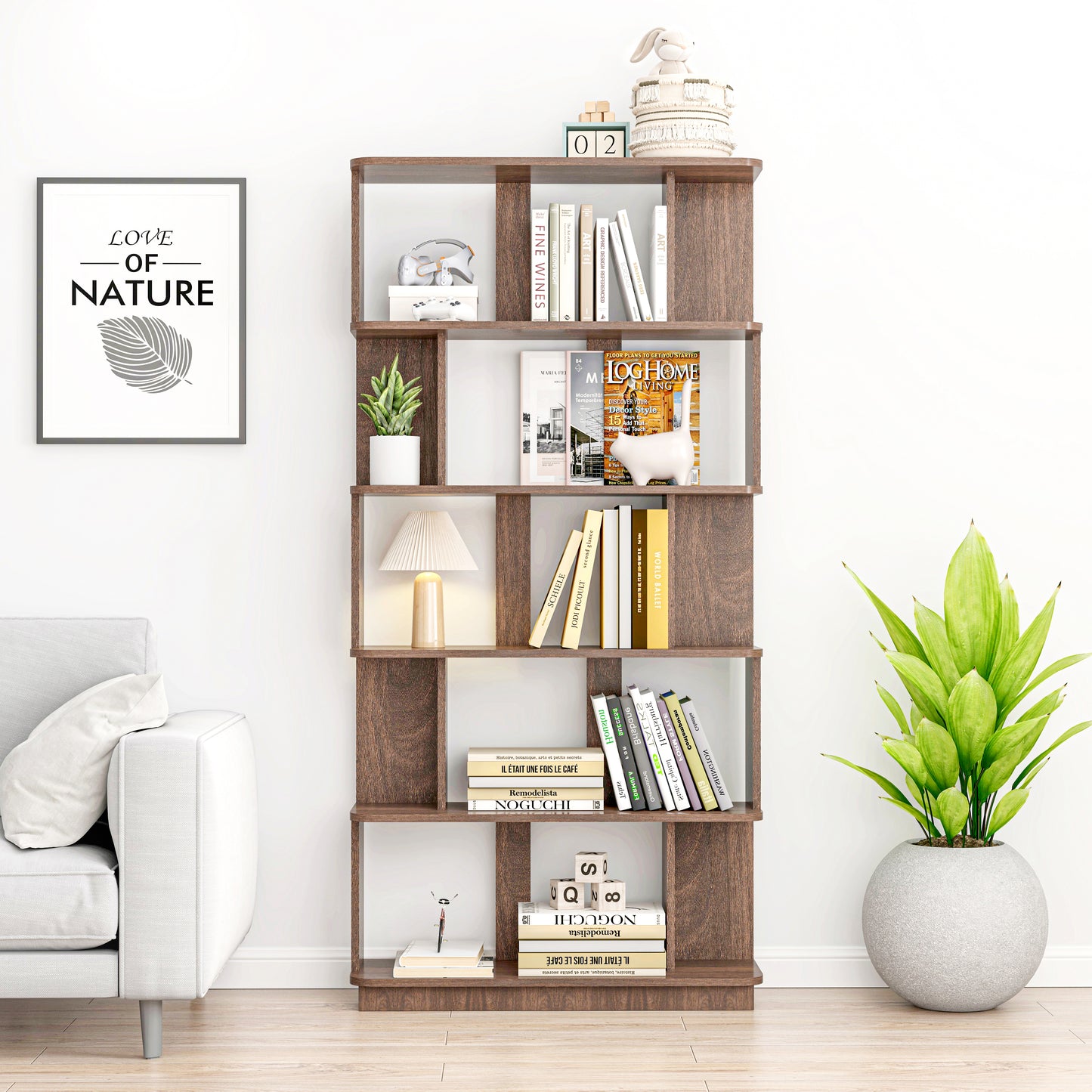 31.5L X 64.56H Free Combination Bookshelf Modern 5-Tier Open Storage