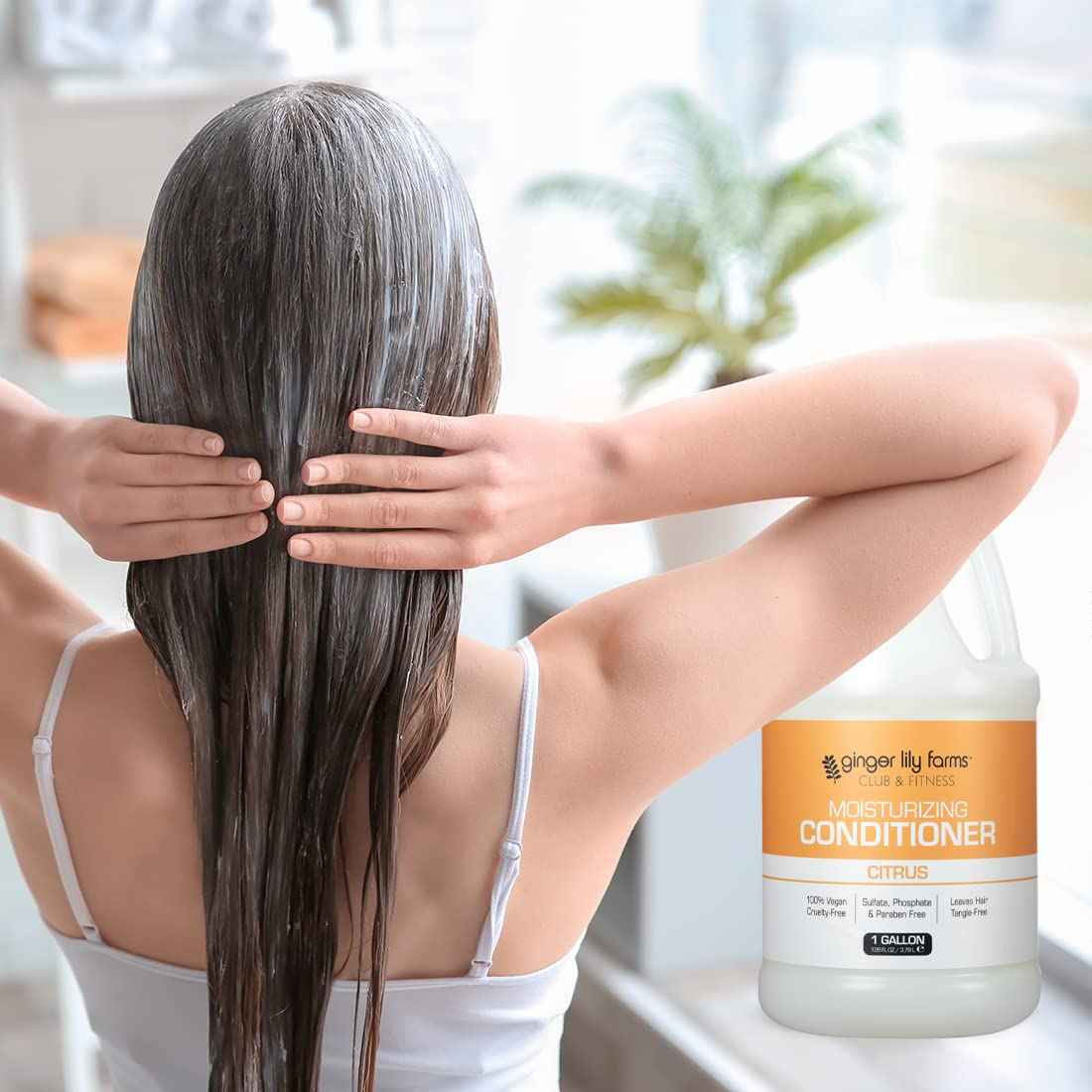 Ginger Lily Farms Club & Fitness Citrus Moisturizing Conditioner, 100% Vegan, Paraben, Sulfate, Phosphate, Gluten & Cruelty-Free, 1 Gallon (Pack of 4 )