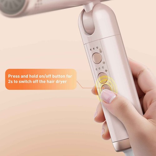 Quico Travel Hair Dryer with Dual Voltage, 120000 RPM Fast Drying Hair Dryers for Women with 500 Million Negative Ions, Thermo-Control Compact Hair Blow Dryer with Cold, 3 Heat & 3 Speed Settings