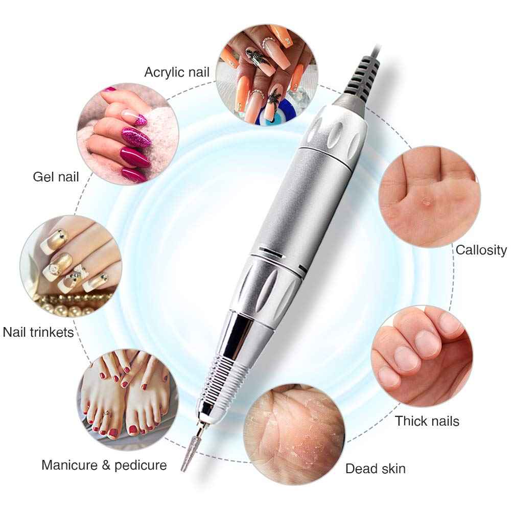 30000RPM Portable Nail Drill Machine, AZ GOGO Professional Rechargeable Electric Efile Nail Drill for Acrylic Gel Nails, Manicure/Pedicure, Polishing, Cuticle - Salon or Home Use（Blue）