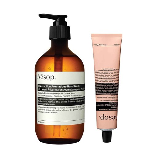Aesop Resurrection Aromatique Hand Wash + Hand Balm Set | Cleansing, Skin Softening, Hydrating | 16.9 oz + 2.6 oz