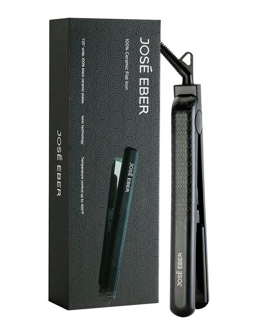 Jose Eber: 100% Pure Ceramic Flat Iron: Black - 1.25" Plates - Heat Temperature Control, Negative Ionic Technology, Professional Hair Straightener