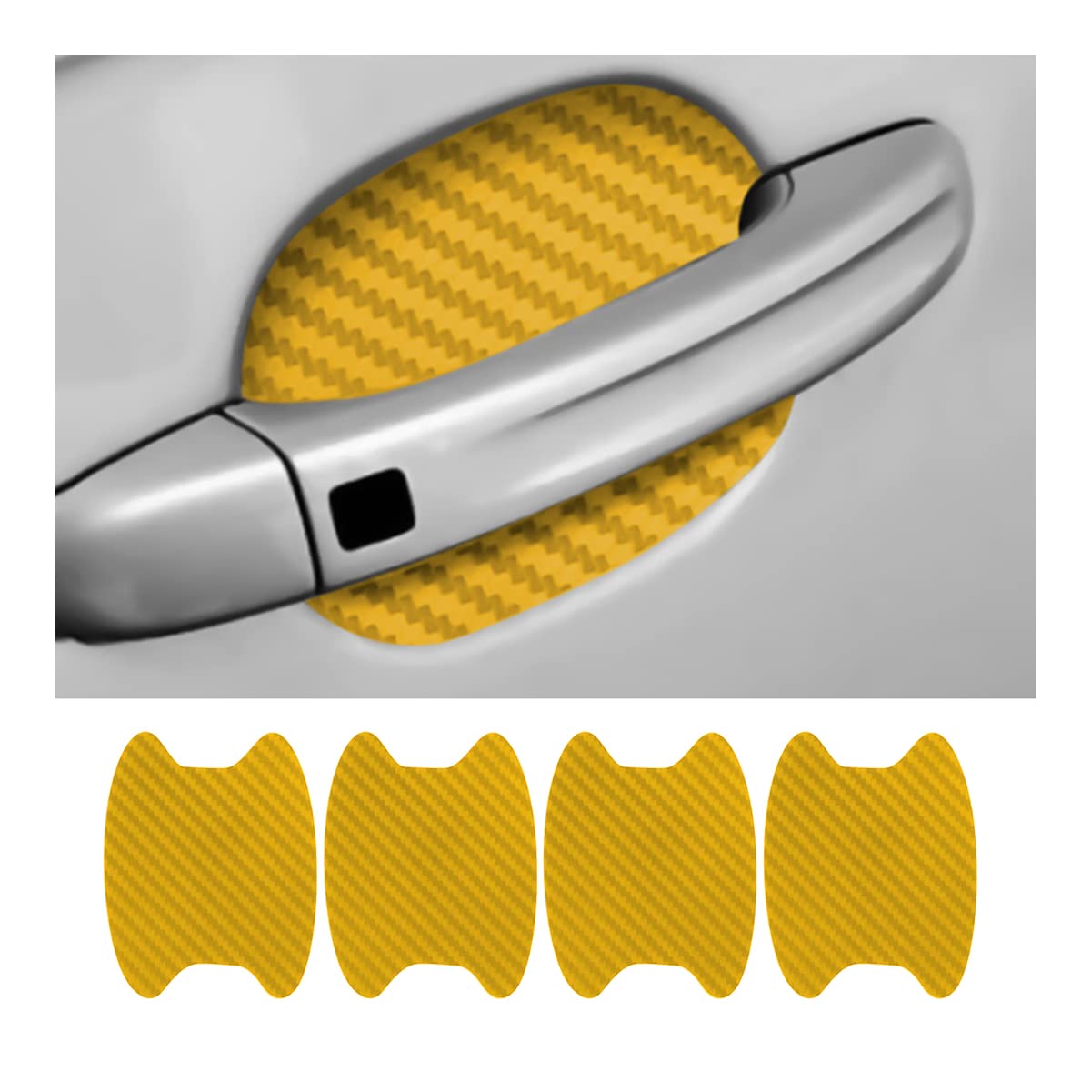 4PCS Car Door Handle Protector Sticker, Universal Carbon Fiber Anti-Scratches Auto Door Handle Protective Film for Most Car Handles（Gold/4PCS）