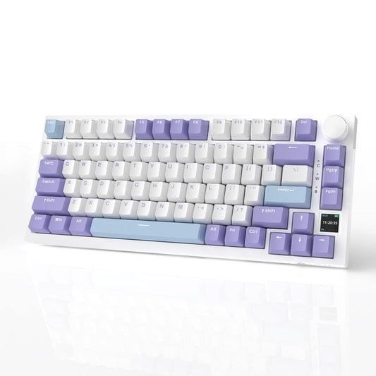 AJAZZ AK820 75% Hot Swap Gasket Mount Mechanical Keyboard with TFT Display Screen, 4000mAh BT/2.4G/Wired RGB South Facing LED, Knob Control for E-Sport/Windows/Mac, Gift Switch