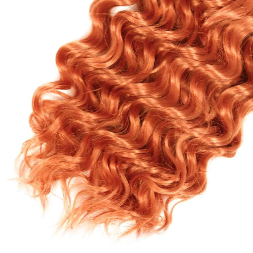 #350 Orange Bundles Human Hair Deep Wave Bundles 18 20 22 Inch 3 Bundle Unprocessed Brazilian Virgin Hair Orange Deep Wave Human Hair Extensions 50 Gram Per Bundle