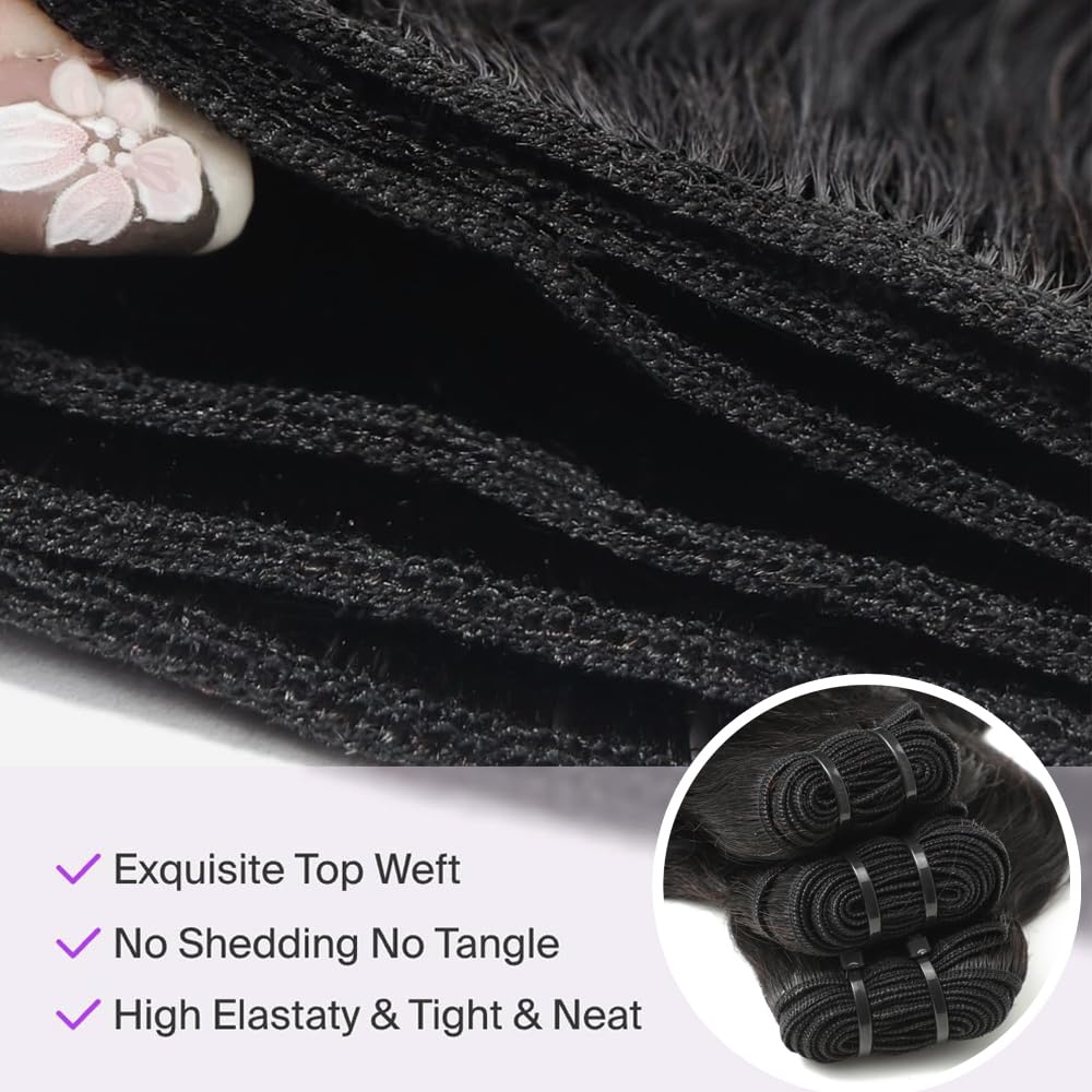 12A Straight Human Hair 22 24 26 Inch Human Hair bundles Unprocessed Brazilian Hair 3 Bundles Raw Human Hair Extensions Quick Weave Natural Color