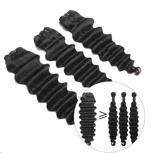 Loose Deep Wave Bundles Human Hair 3 Bundles 16A Loose Deep Curly Bundles Human Hair Wet and Wavy Bundles Brazilian Virgin Loose Deep Wave Human Hair Bundles Deep Curly Human Hair Extensions