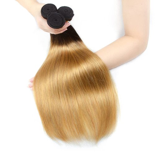 1B27 Straight Bundle Ombre Honey Blonde Human Hair 3 Bundles Brazilian Unprocessed Virgin Hair Extensions For Women 20 22 24 Inch