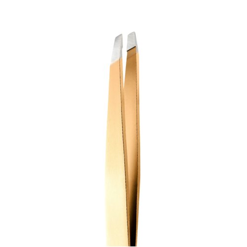 Rubis Classic Stainless Steel Slanted Tweezers for Precise Eyebrows and Hair Removal, The Gold Collection, Gold, 1K103
