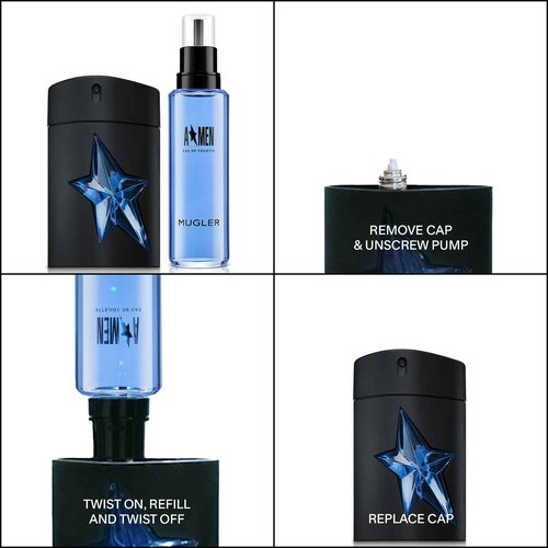 Mugler A*Men - Eau de Toilette Refill - Mens Cologne - Woody & Ambery - With Patchouli & Coffee Extract - Long Lasting Fragrance - 3.3 Fl Oz