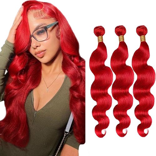 26 26 26 Inch Red Bundles Human Hair Red Body Wave Bundles 8A Peruvian Virgin Remy Double Weft Soft Real Burgundy Hair Extensions