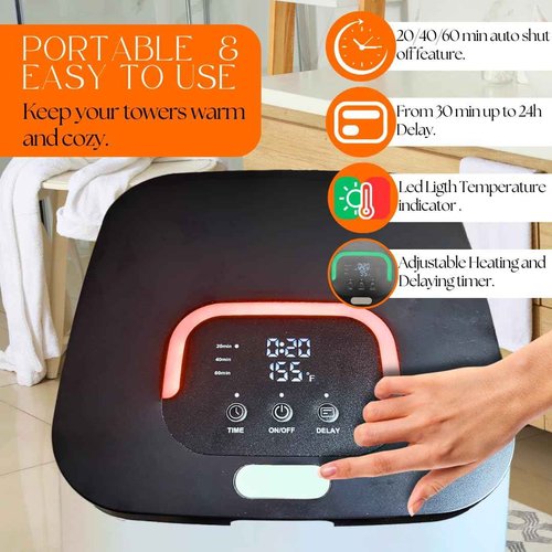 Di'Aroma Towel Warmer with Aroma 10 Tablet, Luxury Large Towel Warmer Bucket with 26L Capacity, Auto Keep Warm Feature 20/40/60 Hot Timer and Delay Timer up to 24h, for Towels Bathrobes Blankets PJ's