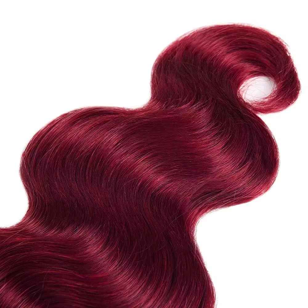 28 30 32 inch 99j Human Hair Bundles Burgundy Body Wave Bundles Red Human Hair Bundle Dark Burgundy Color