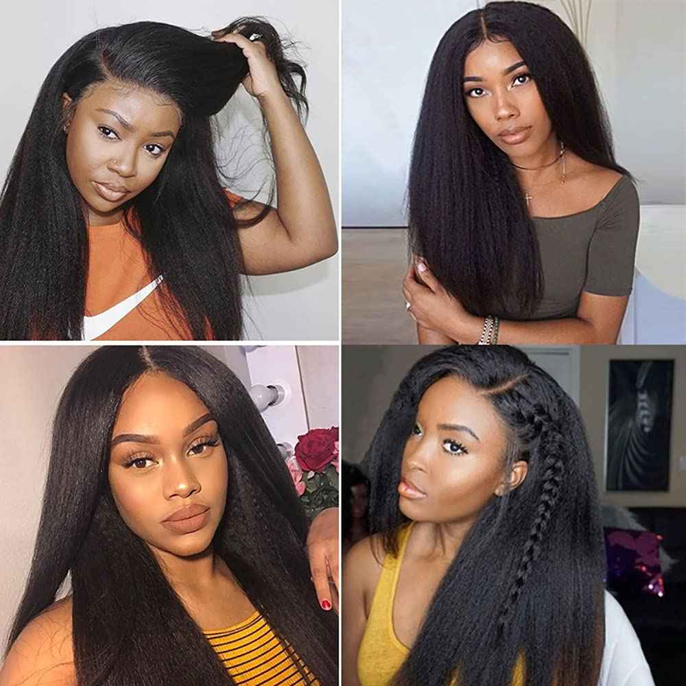 28 30 32 inch #1B Human Hair Bundles Kinky Straight Bundles Yaki Straight Human Hair Bundle Natural Black Color #1B Yaki Bundle 300g