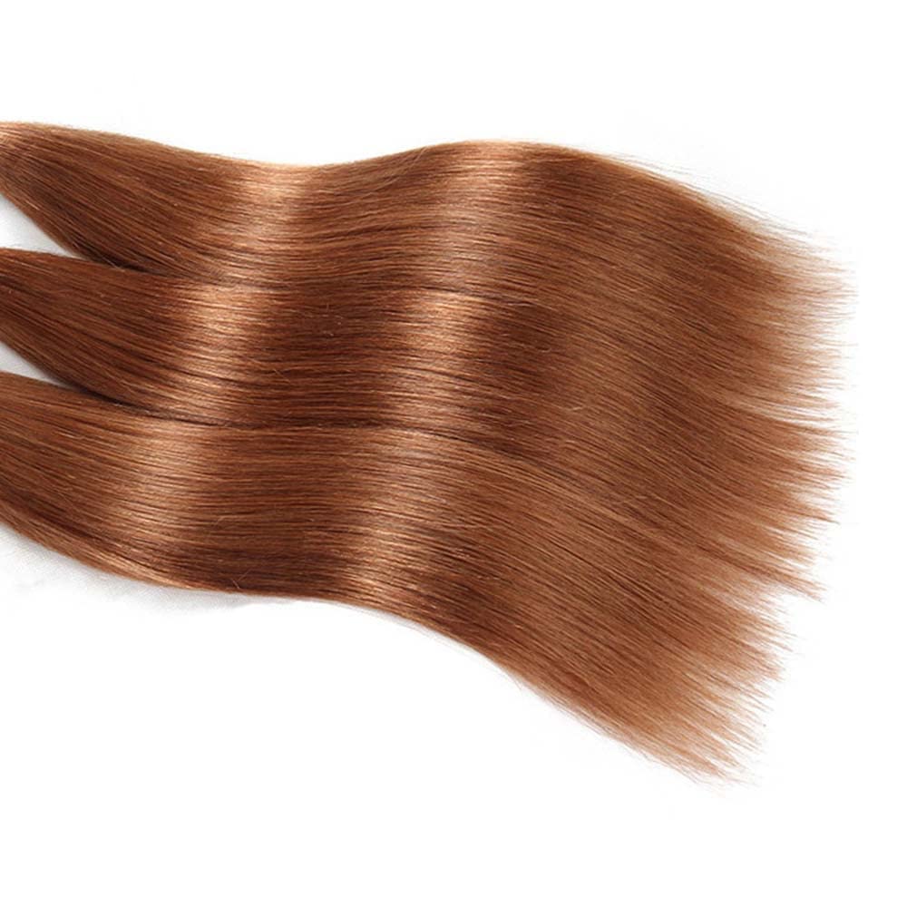 Giginger Brazilian Human Hair Bundles 20 22 24 Inch Color 30 Light Brown Straight Bundles Human Hair Straight Unprocessed Virgin Quick Weave Hair for Black Women