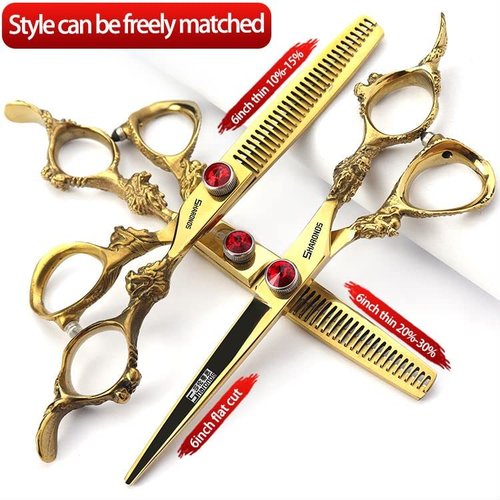 5.5/6 /7 Inch Purple Dragon Knight Professional Japanese Hair Scissors Barber Scissors Set (6 inch 3pc-B)