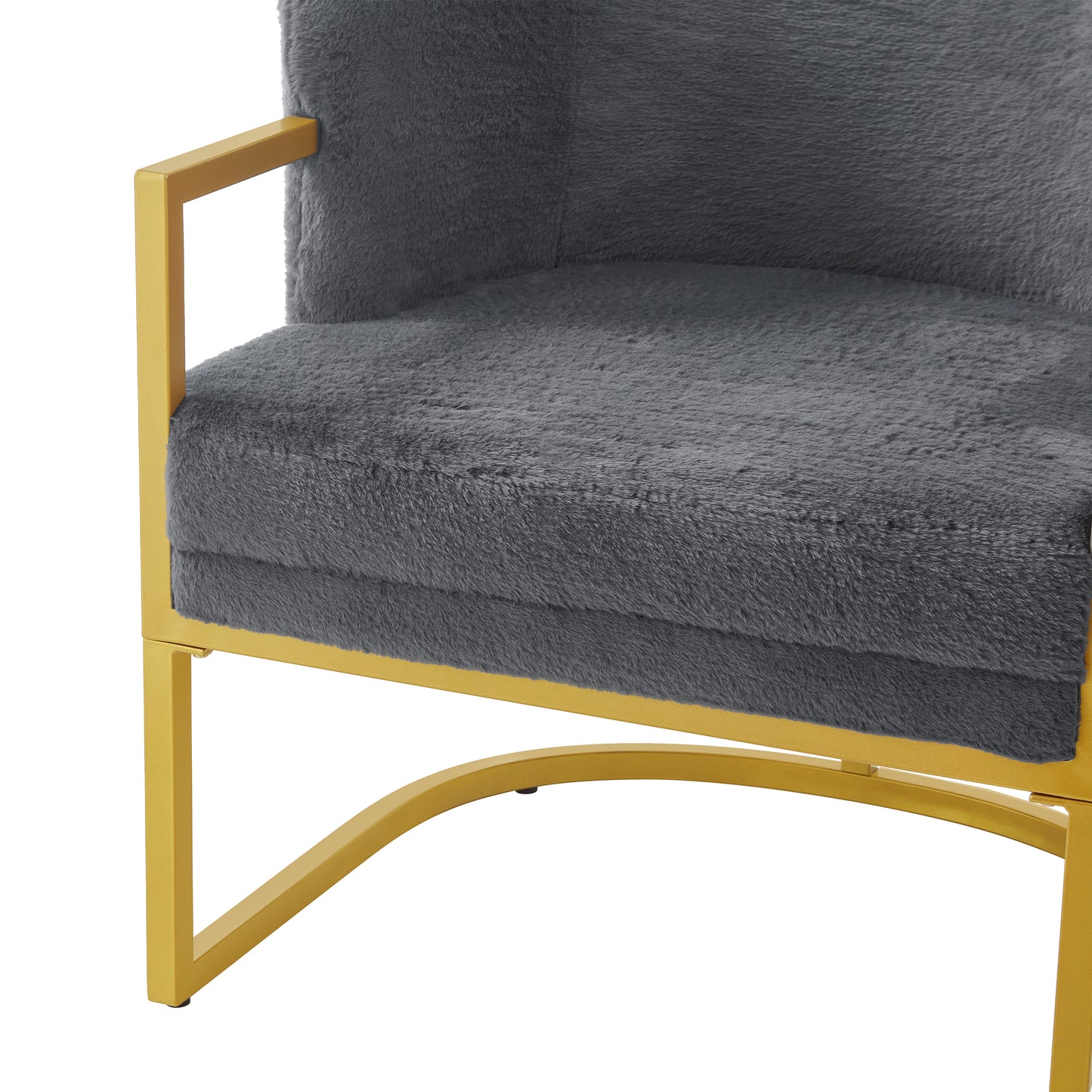 Cozy Grey Accent Chair with Gold Metal Frame - Modern Armchair