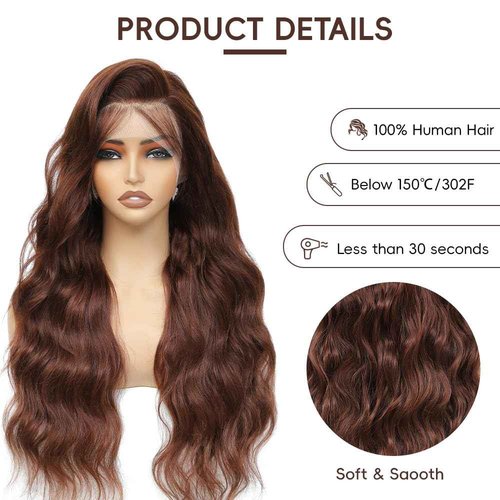 Chocolate Brown Lace Front Wig Human Hair Body Wave Lace Front Wigs Human Hair Pre Plucked 200% Density Frontal Wigs Human Hair 13x4 Brown Wig 30 Inch Lace Frontal Wig