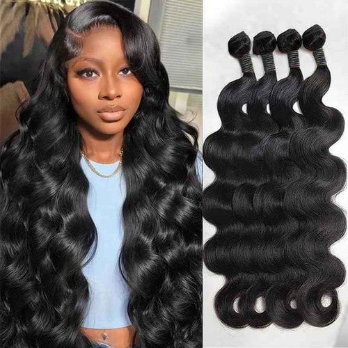 MDL 12A Human Hair Bundles Body Wave Bundles Human Hair 18 20 22 24 Inch Unprocessed Brazilian Virgin Hair Body Wave 4 Bundles Human Hair Extensions for Black Women Natural Color