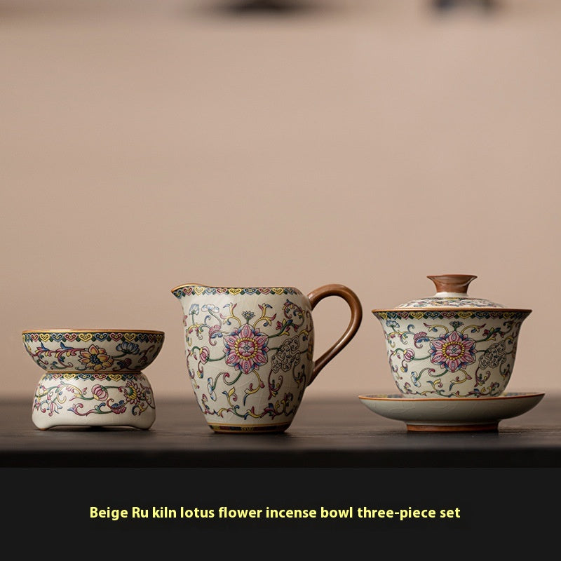 Elegant Blue and White Ru Ware Tea Cup Set with Multiple Variants