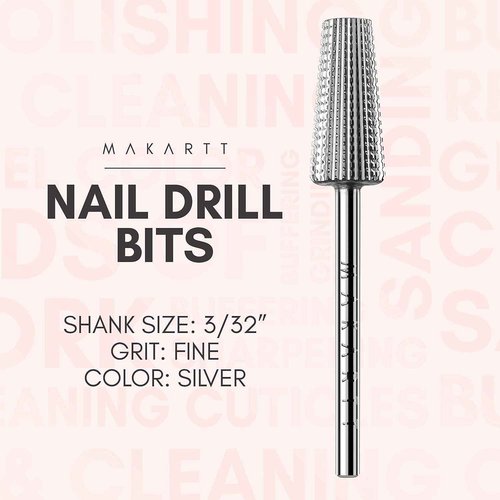 Makartt Nail Drill Machine MALORY Nail Drill Bits Bundle, Electric E File Remove Acrylic Gel with Nail Bits 3/32” Nail Bits