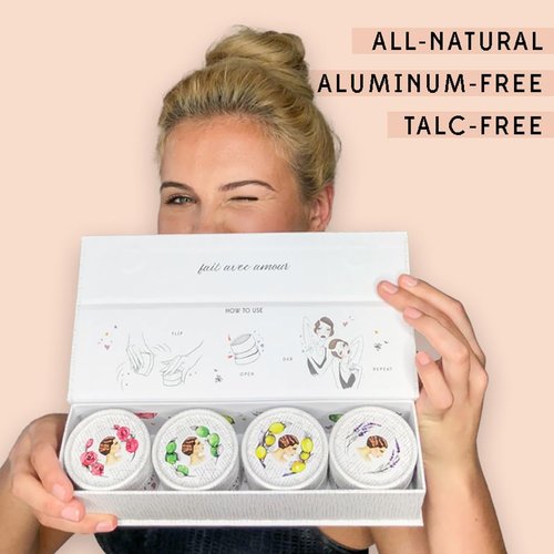 Madame Lemy Talc Powder Gift Set - Natural Deodorant & Body Powder – Aluminum Free, Vegan, Cruelty Free - Travel-Size Convenience with Puff Applicator | 4 Scents (Classic, 4 x 0.75 oz)