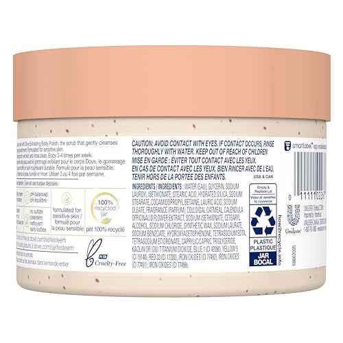 Dove Exfoliating Body Polish Scrub for Silky Skin Oatmeal & Calendula Oil Body Scrub Exfoliates & Gives Lasting Nourishment 10.5 oz