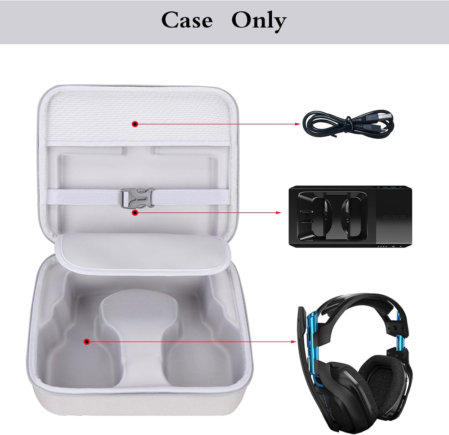 Aproca Portable Hard Protective Case, Compatible with Logitech G Astro A50 X/Astro Gaming A50 Wireless Dolby Gaming Headset (Black)