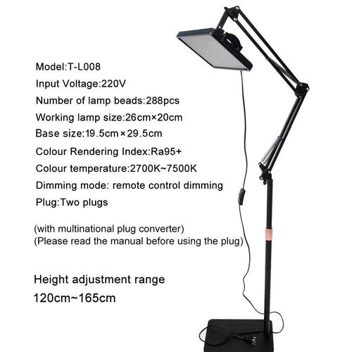 Tattoo Lighting Lamp,288 - Bead LED Polarized Tattoo Working Light Video Photography Lights with Adjustable Stand (47-65in) ，Tattoo Vision Glasses ，CPL Filter Lens &Remote Control for Tattoo Studio