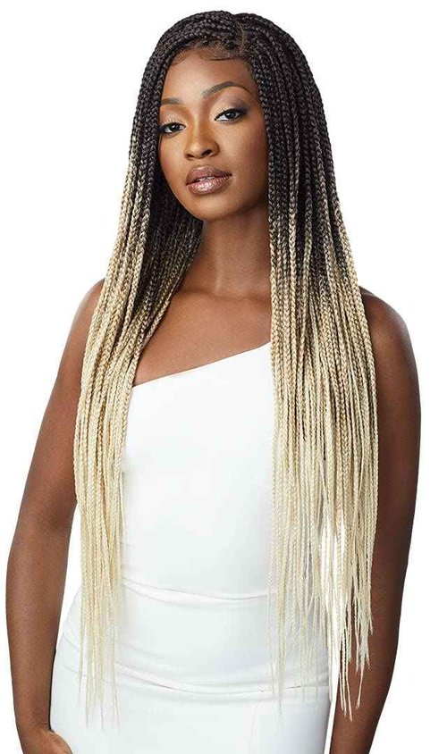 Outre 13x4 Lace Frontal Wig Pre Braided Knotless Box Braids HD Transparent KNOTLESS SQUARE PART BRAIDS (1B)