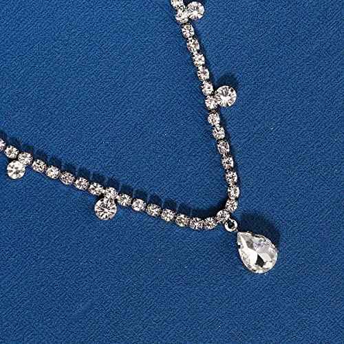 Missgrace Bridal Women Simple Silver Shining Rhinestone Waterdrop Head Chain Headband Headpiece Boho Tassel Forehead Wedding Prom Praty Halloween Hair Chain Accessories for Women