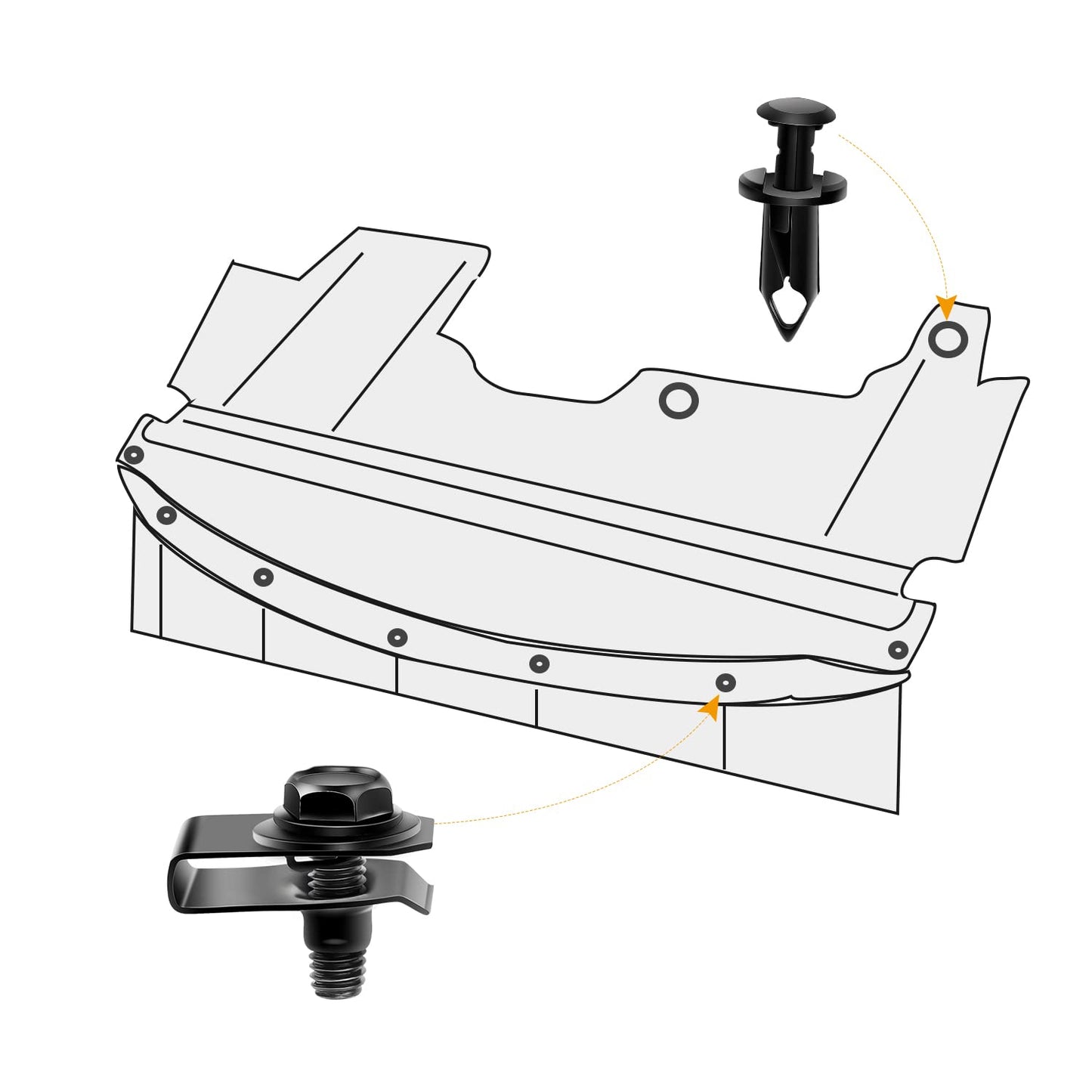 GOOACC 70PCS Engine Under Cover Splash Shield Guard Body Bolts Bumper Fender Liner Push Retainer Fastener Rivet Clips, Nylon