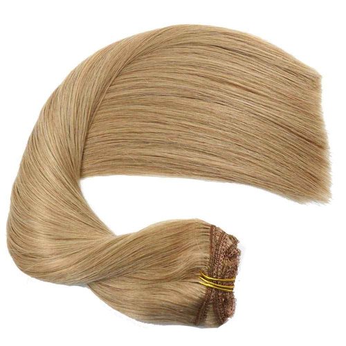 Eufficco Real Human Remy Hair Lace Clip In Hair Extensions 18inch Finsih at 18.5inch 100g Color #18 Dirty Blonde Double Wefted Thick Ends Silky Soft Long Lifespan Tangle Free Human Hair Extensions
