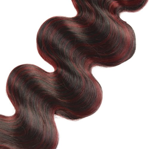 1B99J Burgundy Highlight Human Hair Bundles Body Wave Quick WeaveWet and Wavy Unprocessed Native Virgin Raw Hair Extensions 3 Bundles 20 22 24 Inch Double Weft 2 Tone Mixed for Woman