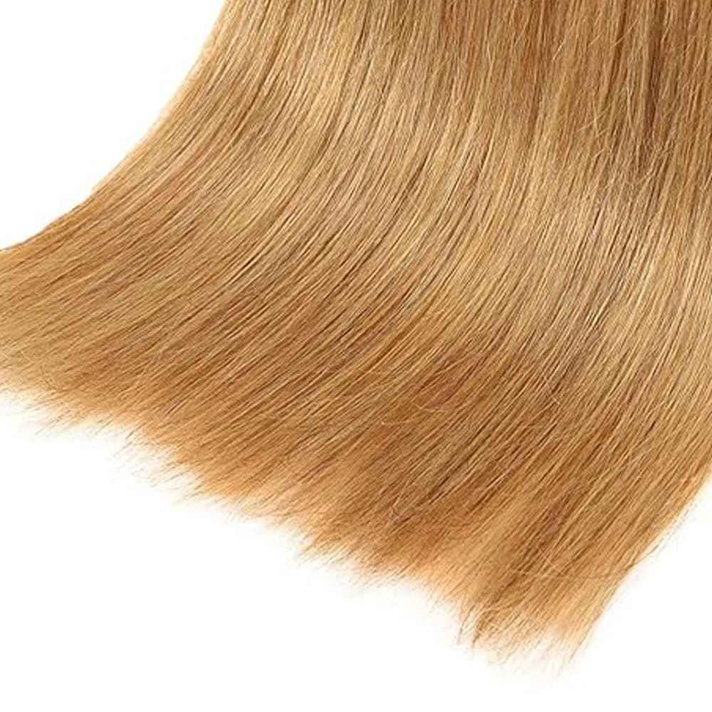27# Blonde Human Hair Bundles Blonde 28 30 32 Inch Straight Honey Blonde 27 Color Blonde Bundles Human Hair Unprocessed Brazilian Virgin Hair Quick Weave Hair for Black Women