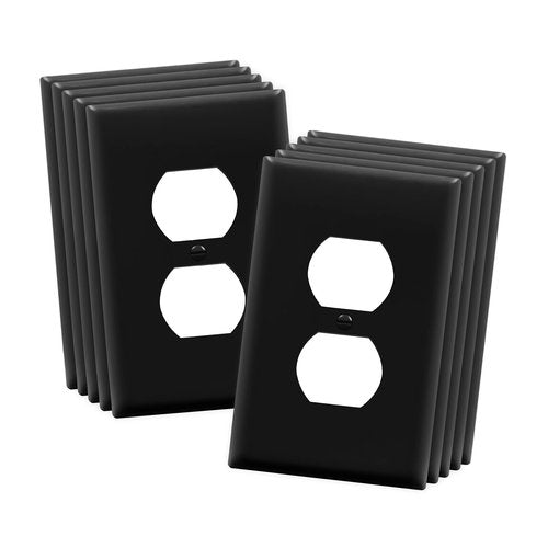 ENERLITES Mid-Size Duplex Receptacle Wall Plate, Electrical Outlet Covers, Gloss Finish, Midway Size 1-Gang 4.88" x 3.11", Polycarbonate Thermoplastic, UL Listed, 8821M-BK-10PCS, Black, 10 Pack