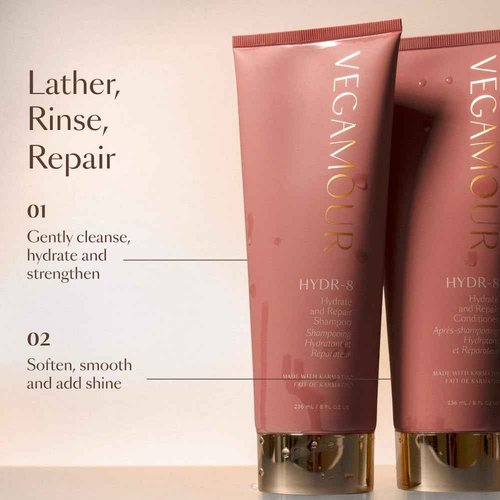 VEGAMOUR HYDR-8 Hydrate and Repair Shampoo and Conditioner Kit | Cleanses and Strengthens Dry, Damaged Hair with Amino Acids and Karmatin™ | Clean, Vegan, Cruelty-Free, Clinically Proven, Color Safe