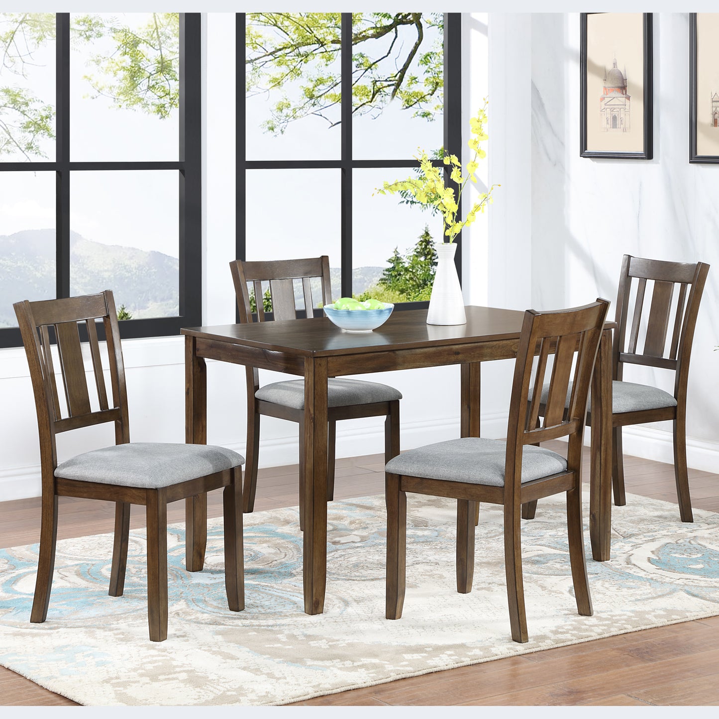 Walnut Rectangular Dining Table for 4 - Solid Acacia Wood