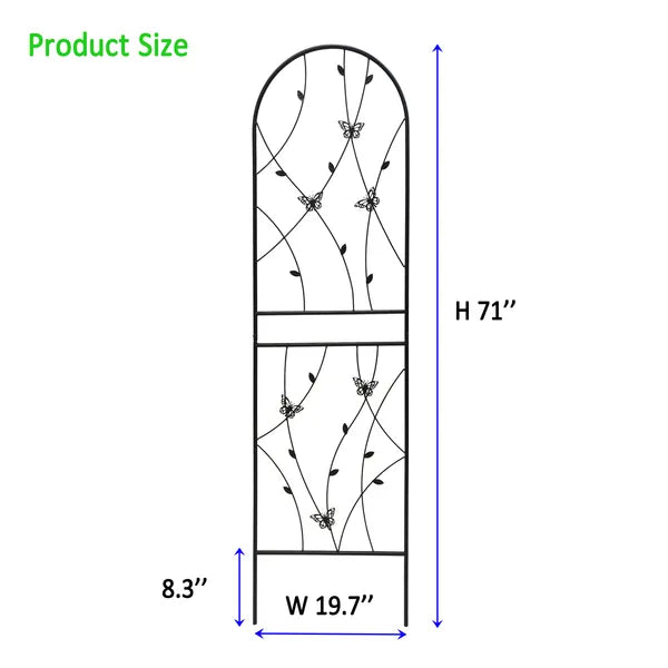 71" Metal Garden Trellis - 2 Pack Rustproof Climbing Support - Black