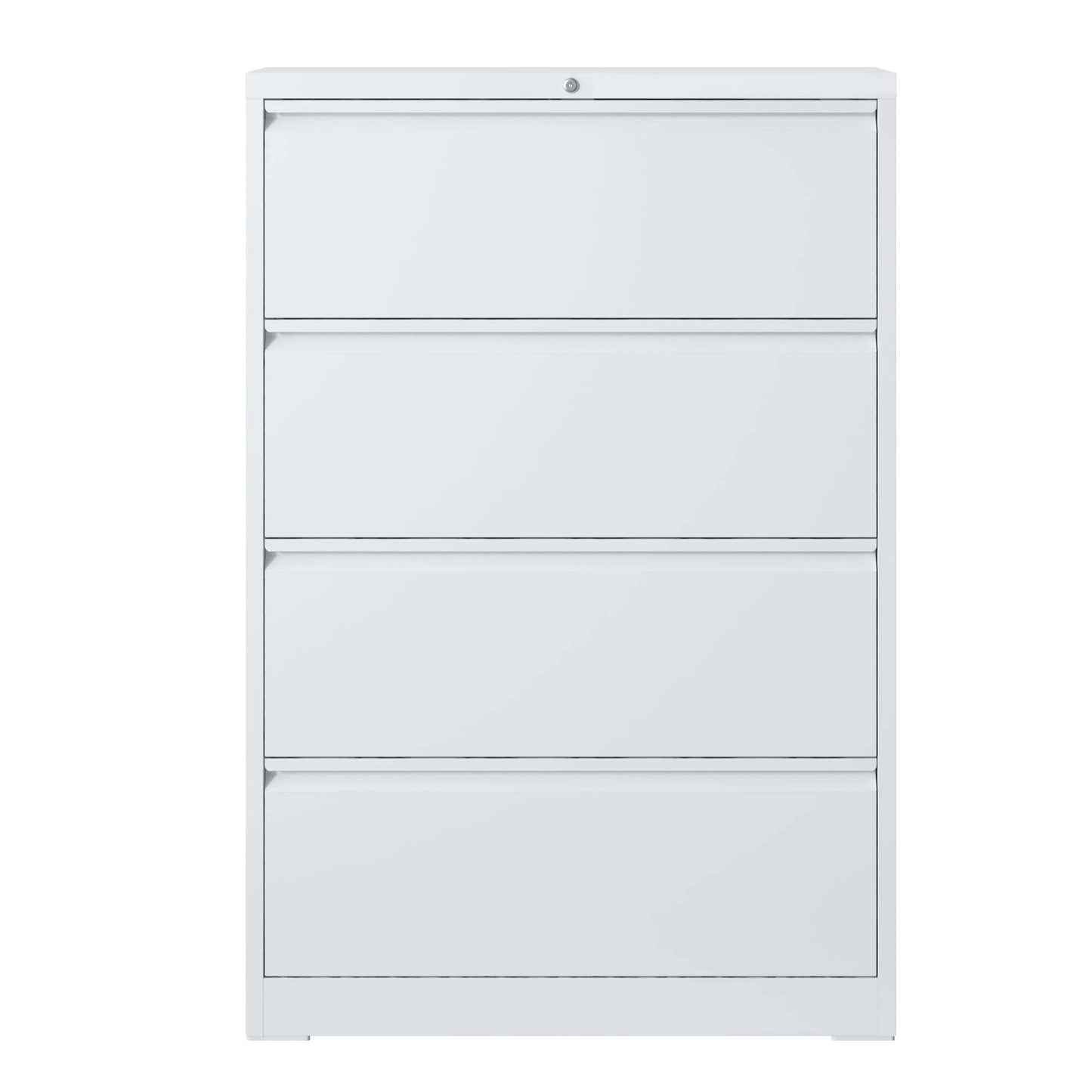 Lateral File Cabinet 4 Drawer, White Filing With Lock, Lockable For