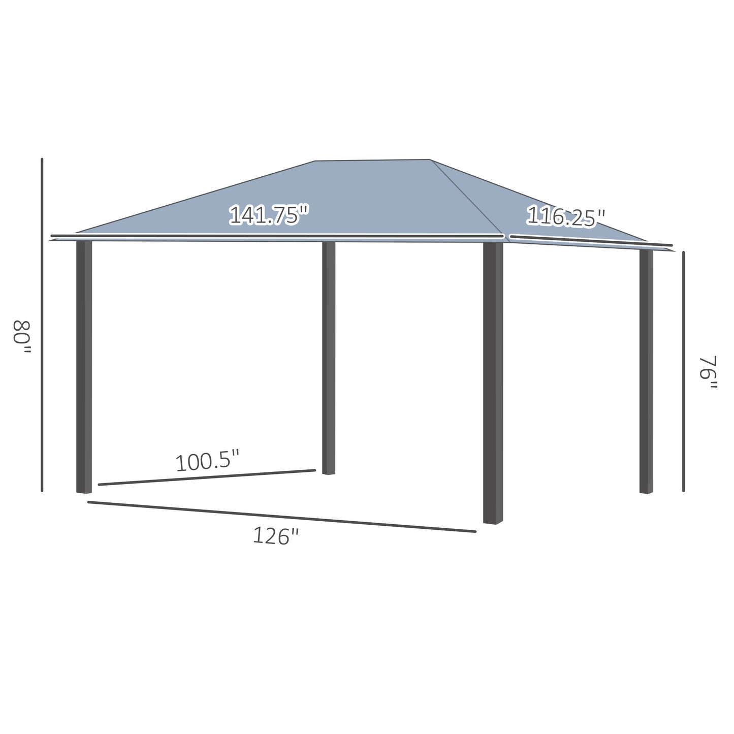 10' x 12' Hardtop Gazebo Canopy with Aluminum Frame & Netting