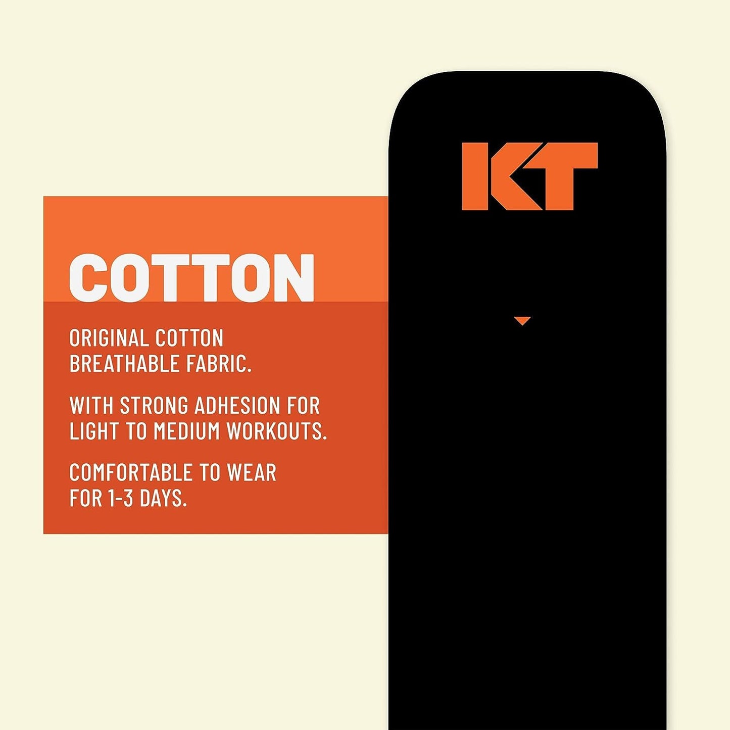 KT Tape, Original Cotton, Elastic Kinesiology Athletic Tape, 125’ Uncut Roll, Black