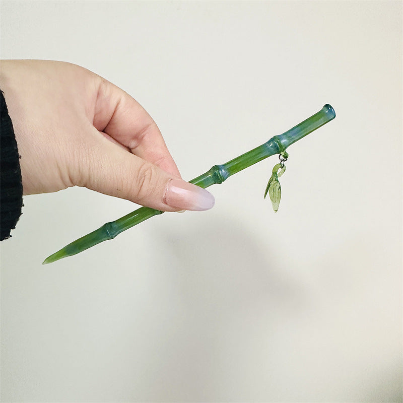 Glazed Bamboo Leaf Hairpin