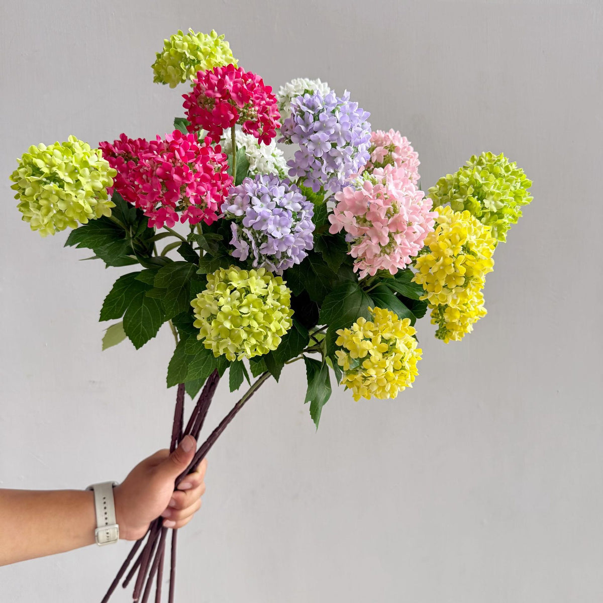 Artificial Hydrangea and Snowball Flower Bouquet for Home & Garden Decor
