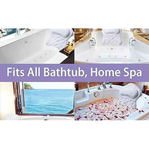 Bath Pillow, Tub Pillow for Bathtub Support Neck,Head and Back with Strong Non-Slip Suction Cups and Comfortabl 3D AirMesh Bath Pillow for Men and Women