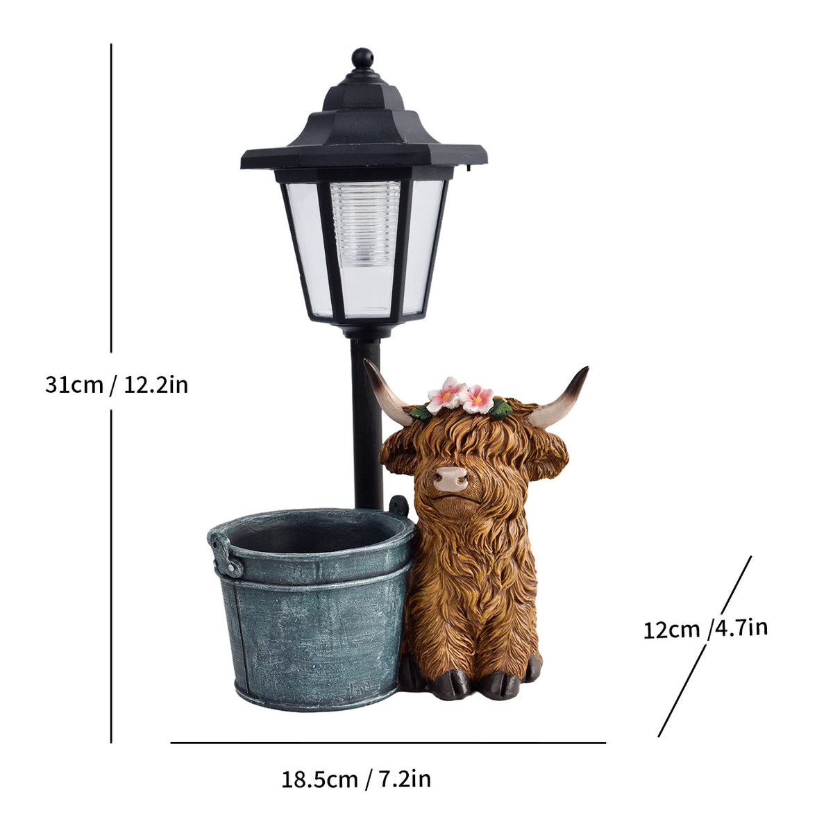 Highland Cattle Solar Garden Lamp Outdoor Decorative Light Yard Ornament