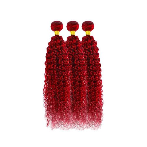 Red Human Hair Bundles Burgundy Kinky Curly Bundle 16 18 20 Inch Grade 8A Brazilian Virgin Remy Hair 3 Bundles Double Weft Bright Red Bundle Hair Weave