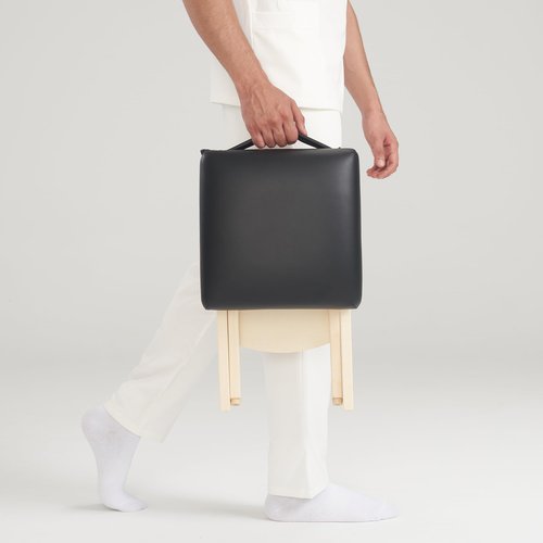 Master Massage Tables Lightweight Wooden Handy Folding Massage Stool, Black