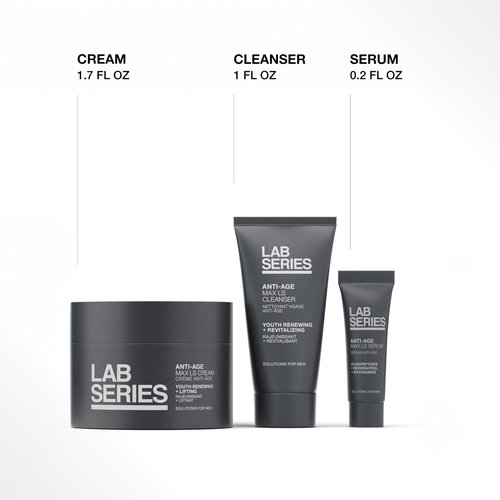 Lab Series Max LS Men's Skincare Set - Essential Skin Care Routine Kit Includes Anti Aging Moisturizer - Foaming Face Wash - Face Serum for Men