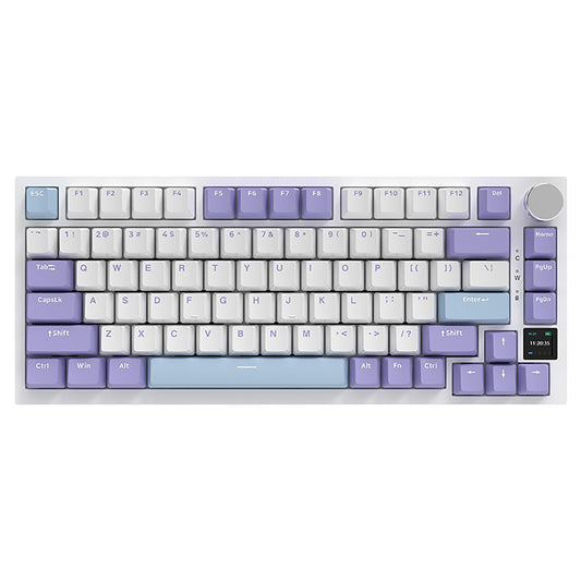 AJAZZ AK820 Pro 75% Gasket RGB Wireless Mechanical Keyboard with TFT Screen, Volume knob, Bluetooth/2.4G/Wired 3-Modes, Compact 82 Hot-Swap Keys, Tricolor PBT Keycap, 4000 mAh (Purple&Blue 3-Modes)